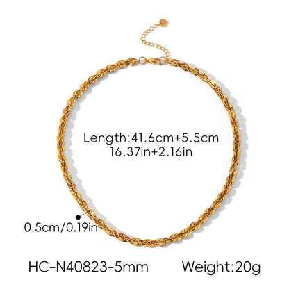 18k Gold Stainless Steel Chunky Cable-Chain Non-Fading Titanium Steel Necklace