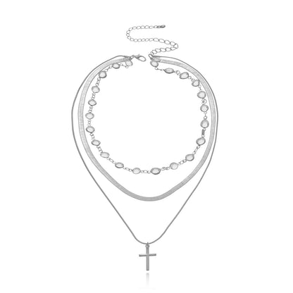 Fashion Rhinestone Necklace Cross Pendant Necklace For Women