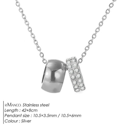 14k Wide-Frame Round Hoop Dual-Pendant Versatile Necklace