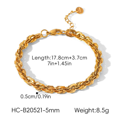 18k Gold Stainless Steel Chunky Cable-Chain Non-Fading Titanium Steel Necklace