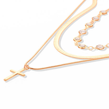 Fashion Rhinestone Necklace Cross Pendant Necklace For Women