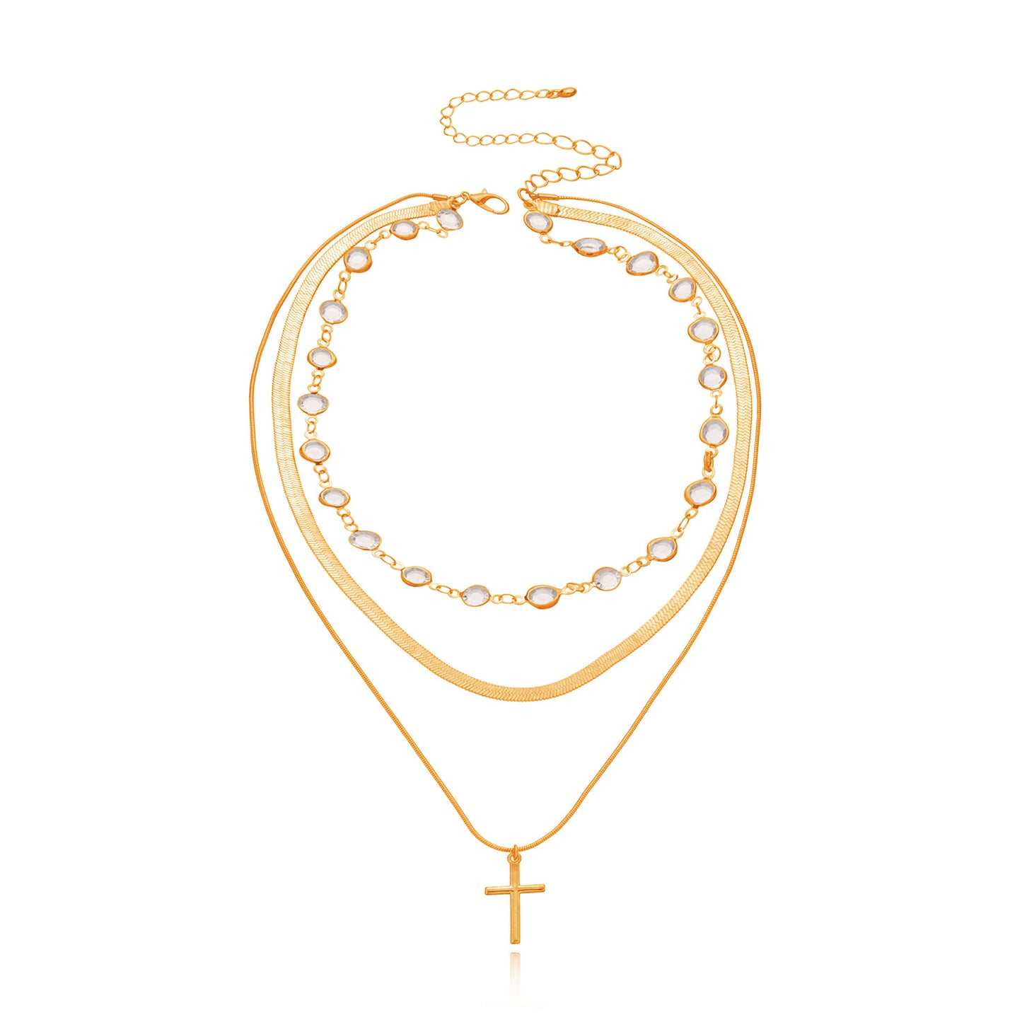 Fashion Rhinestone Necklace Cross Pendant Necklace For Women
